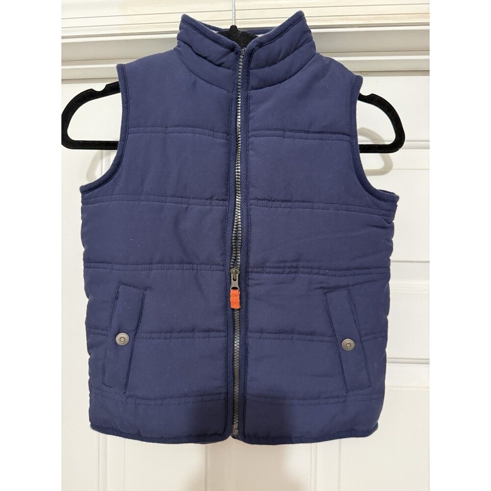 Carter's Boys Puffer Vest Fleece Lined Zip Front Blue Size 6 Casual Sporty